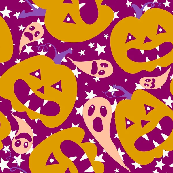 Herbst Cartoon Erntezeit Halloween Kürbisse Muster Zum Einwickeln Von Papier — Stockfoto