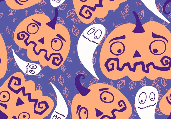 Temporada Colheita Desenhos Animados Outono Padrão Abóboras Halloween Para Papel — Fotografia de Stock