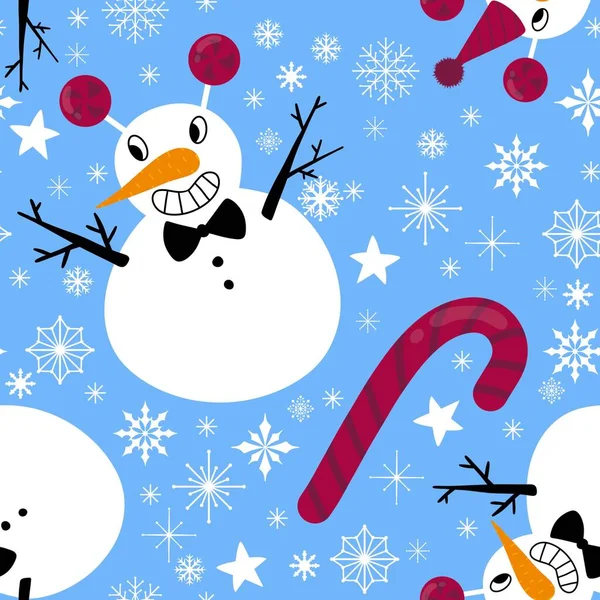 Vánoční Sněhulák Bezešvé Cukroví Vzor Pro Balení Papíru Tkanin Prádlo — Stock fotografie
