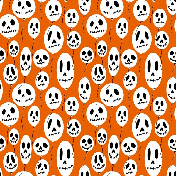 Halloween Totenköpfe Nahtlose Festliche Luftballons Muster Zum Einwickeln Von Papier — Stockfoto