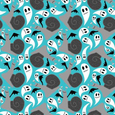 Çizgi filmlerdeki hayvanlar Cadılar Bayramı kumaşlar ve çarşaflar için kusursuz salyangoz desenleri ve ambalaj kağıdı ve çocuk giysileri baskısı ve hediye kutusu aksesuarları ve şenlik ambalajı. Yüksek kaliteli illüstrasyon