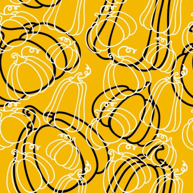 Sonbahar hasadı, karikatürsüz balkabağı Cadılar Bayramı deseni kağıt, kumaş, çarşaf ve çocuk giysileri baskısı, ambalaj ve mutfak aksesuarları. Yüksek kaliteli illüstrasyon