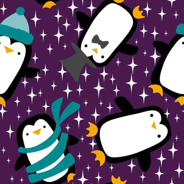 Рождественские Животные Бесшовный Пингвин Шаблон Упаковки Бумаги Тканей Постельное Белье — стоковое фото
