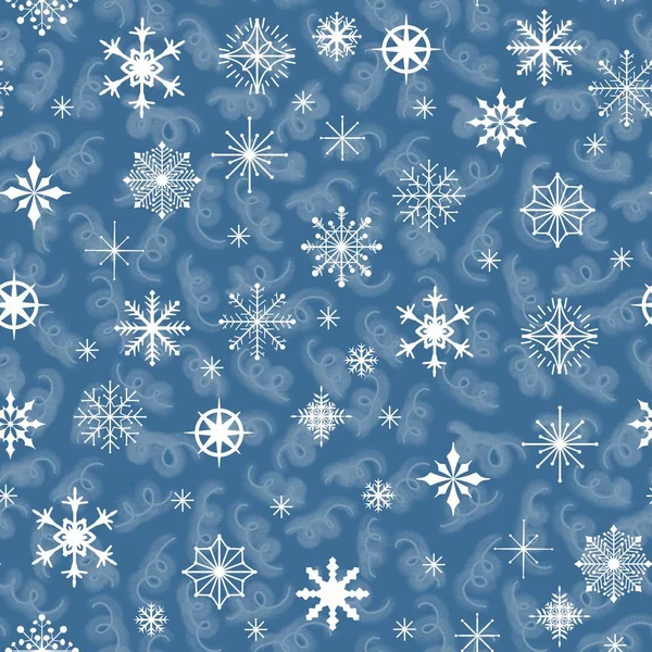 Christmas Snowflakes Seamless Ice Geometric Pattern Winter Wrapping Paper Fabrics — Stock Photo, Image