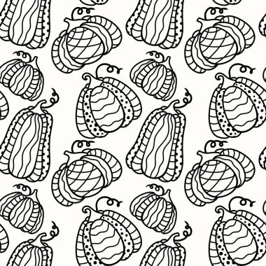 Sonbahar hasadı, karikatürsüz balkabağı Cadılar Bayramı deseni kağıt, kumaş, çarşaf ve çocuk giysileri baskısı, ambalaj ve mutfak aksesuarları. Yüksek kaliteli illüstrasyon