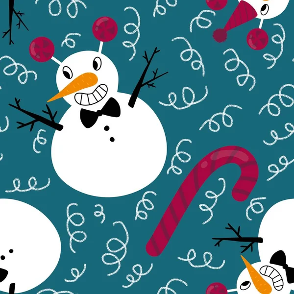Vánoční Sněhulák Bezešvé Cukroví Vzor Pro Balení Papíru Tkanin Prádlo — Stock fotografie