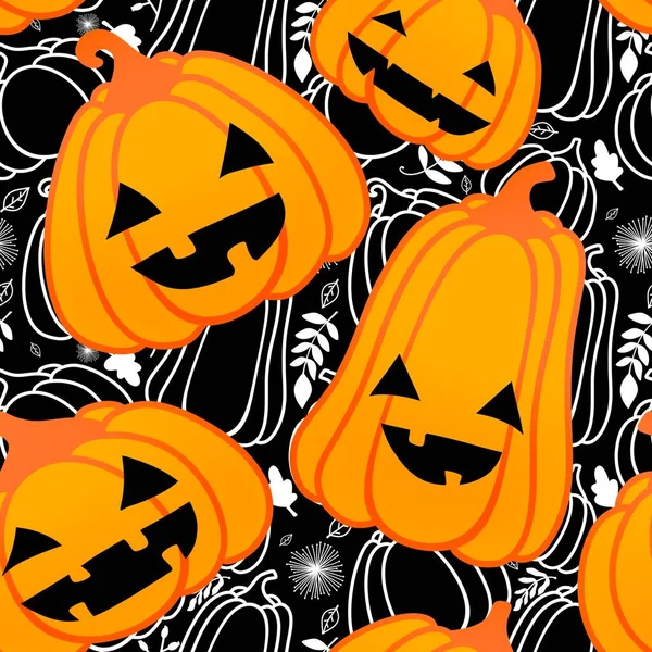 Höstskörd Sömlösa Tecknade Pumpor Halloween Mönster För Omslagspapper Och Tyger — Stockfoto