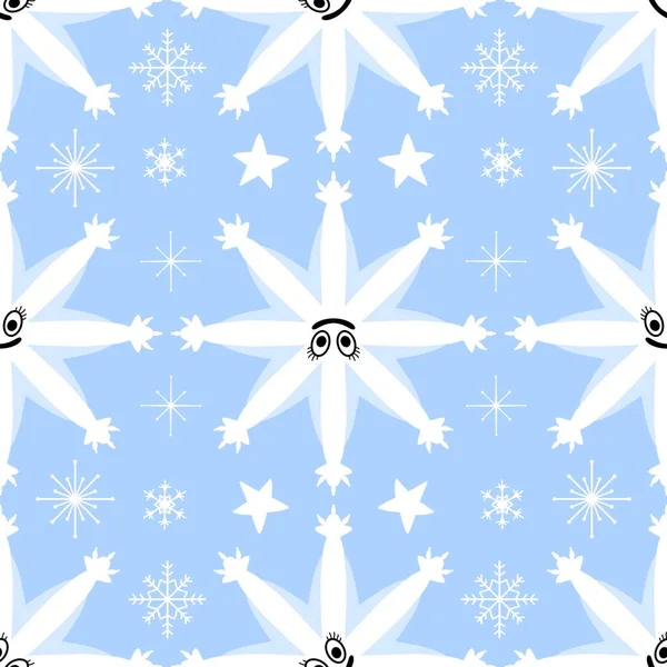 Kerst Sneeuwvlokken Naadloze Ijs Geometrisch Patroon Voor Winter Inpakken Papier — Stockfoto