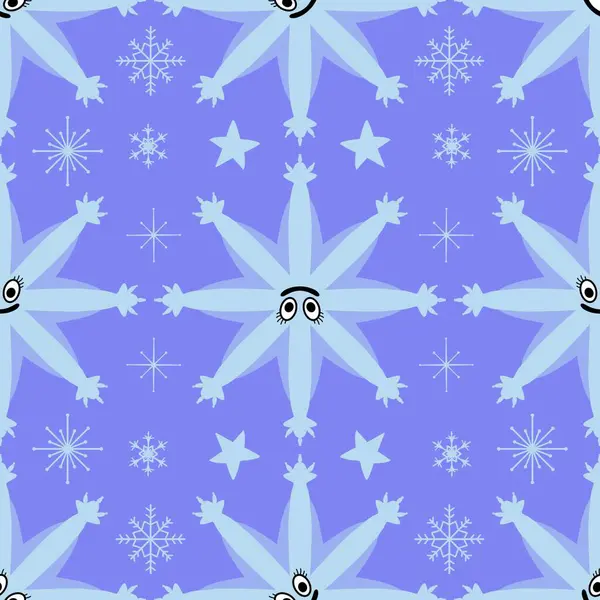 Fiocchi Neve Natale Modello Geometrico Ghiaccio Senza Soluzione Continuità Carta — Foto Stock