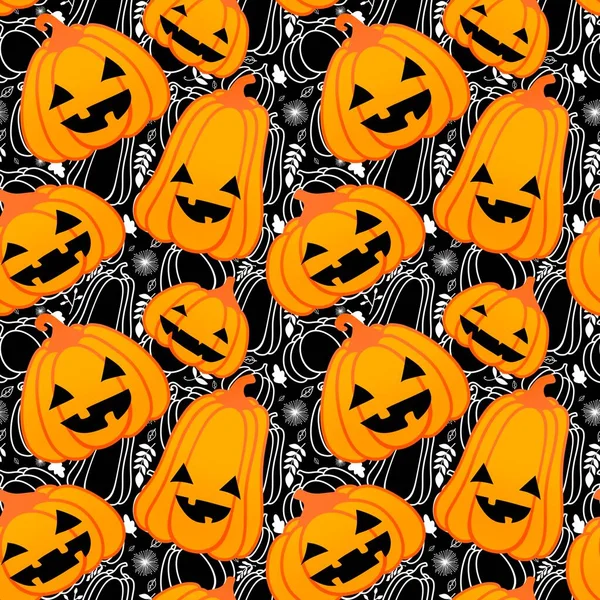 Podzimní Sklizeň Bezešvé Kreslené Dýně Halloween Vzor Pro Balení Papíru — Stock fotografie