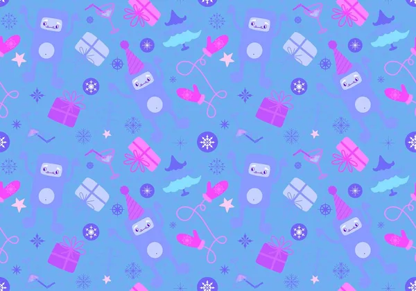 Cartoon Yeti Seamless Christmas Pattern Wrapping Paper New Year Accessories — Stock Photo, Image