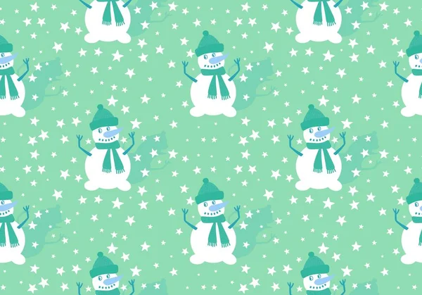 Cartoon Boneco Neve Sem Costura Padrão Natal Para Acessórios Ano — Fotografia de Stock