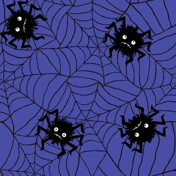 Desenhos Animados Halloween Web Sem Costura Padrão Aranha Para Papel — Fotografia de Stock