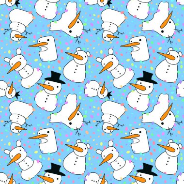 Noel kardan adam kardan adam desenli ambalaj kağıdı ve çocuk giysileri baskısı ve yeni yıl ambalajı ve şenlikli aksesuarlar ve kumaşlar. Yüksek kaliteli illüstrasyon