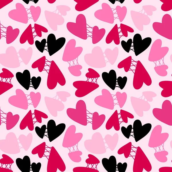 Walentynki Serca Bezszwowe Wzór Miłości Kreskówki Pakowania Papieru Tkanin Odzieży — Zdjęcie stockowe