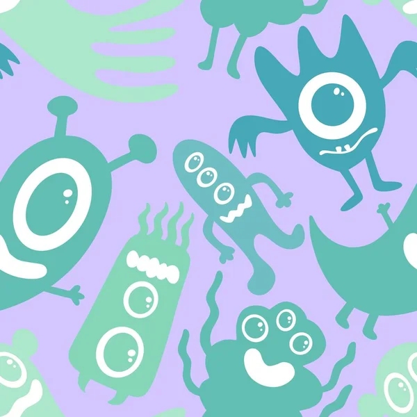 Halloween Cartoon Monsters Naadloze Aliens Patroon Voor Het Inpakken Van — Stockfoto