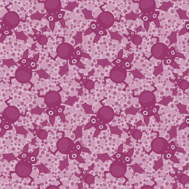 Çizgi filmlerde, kumaşlar, çarşaflar, çocuk aksesuarları, şenlikli ambalajlar ve hayvan baskıları için kusursuz Cadılar Bayramı yarasaları deseni. Yüksek kaliteli illüstrasyon