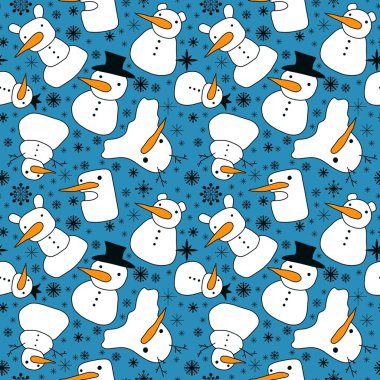 Noel kardan adam kardan adam desenli ambalaj kağıdı ve çocuk giysileri baskısı ve yeni yıl ambalajı ve şenlikli aksesuarlar ve kumaşlar. Yüksek kaliteli illüstrasyon