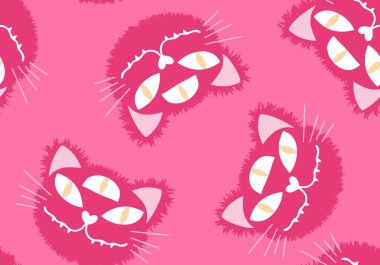 Cadılar Bayramı çizgi kedileri kusursuz balkabakları, hayalet ve canavarlar kumaşlar ve ambalaj kağıtları için vampir desenleri ve çocuk giysileri baskısı, ambalaj ve aksesuarlar. Yüksek kaliteli illüstrasyon