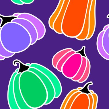 Sonbahar hasadı, karikatürsüz balkabağı Cadılar Bayramı deseni kağıt, kumaş, çarşaf ve çocuk giysileri baskısı, ambalaj ve mutfak aksesuarları. Yüksek kaliteli illüstrasyon