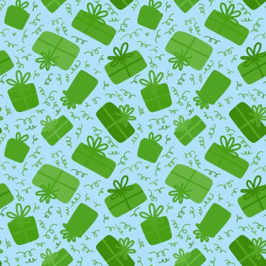 Paket kağıdı, kumaş, çarşaf, çocuk giysisi baskısı ve parti aksesuarları için mükemmel bir hediye kutusu deseni. Yüksek kaliteli illüstrasyon