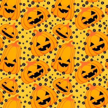 Sonbahar hasadı, karikatürsüz balkabağı Cadılar Bayramı deseni kağıt, kumaş, çarşaf ve çocuk giysileri baskısı, ambalaj ve mutfak aksesuarları. Yüksek kaliteli illüstrasyon