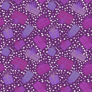 Paket kağıdı, kumaş, çarşaf, çocuk giysisi baskısı ve parti aksesuarları için mükemmel bir hediye kutusu deseni. Yüksek kaliteli illüstrasyon