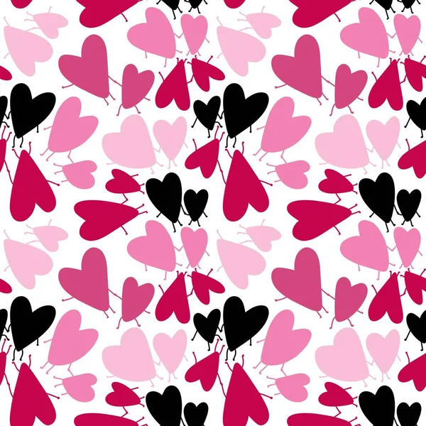Valentines Srdce Bezproblémové Kreslené Milostný Vzor Pro Balení Papíru Tkanin — Stock fotografie