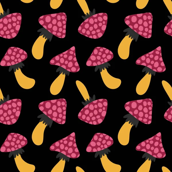 Autumn Harvest Seamless Cartoon Polka Dots Mushrooms Pattern Wrapping Paper — Stock Photo, Image