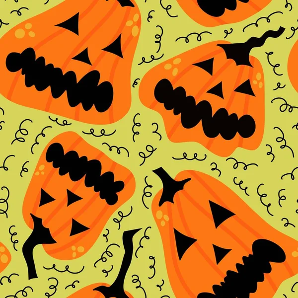 Halloween Kreslené Dýně Bezešvé Podzimní Sklizeň Vzor Pro Balení Papíru — Stock fotografie