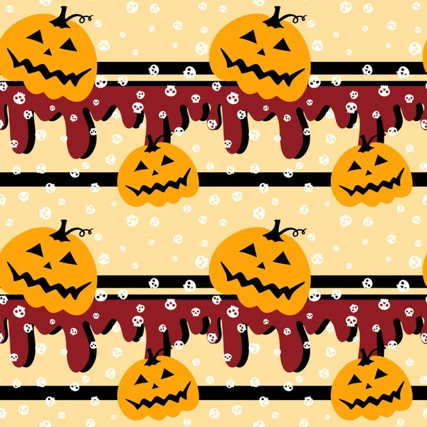Cartoon Halloween Pumpkins Seamless Pattern Wrapping Paper Fabrics Kids Clothes —  Fotos de Stock