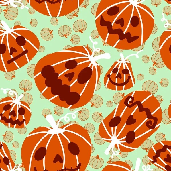 Abóboras Desenhos Animados Sem Costura Colheita Outono Padrão Halloween Para — Fotografia de Stock