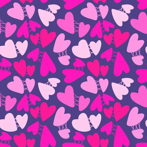 발렌티누스는 종이와 어린이 축제용 액세서리등을 포장하기 무미건조 패턴을 마음에 간직하고 — 스톡 사진