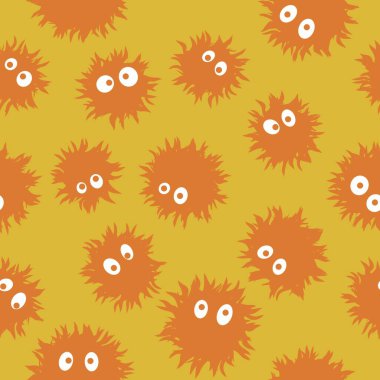 Çizgi film canavarları cadılar bayramı için kusursuz kawaii kabarık uzaylı desenleri. Kağıt, kumaş, çocuk giysileri, kıyafet baskıları, şenlik aksesuarlar ve ambalajlar. Yüksek kaliteli illüstrasyon