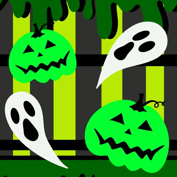 Cartoon Halloween Pumpkins Seamless Pattern Wrapping Paper Fabrics Kids Clothes — Stockfoto