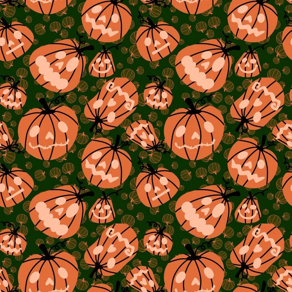 Herfst Oogst Naadloze Cartoon Pompoenen Halloween Patroon Voor Het Inpakken — Stockfoto