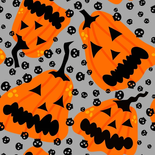 Halloween Cartoon Kürbisse Nahtlose Herbsterntemuster Zum Einwickeln Von Papier Und — Stockfoto