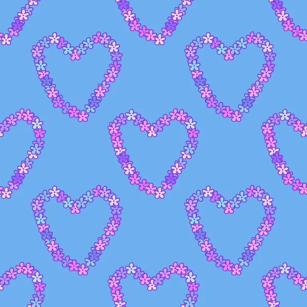 Cartoon Flower Frame Seamless Valentines Retro Hearts Pattern Wrapping Paper — Stock Photo, Image