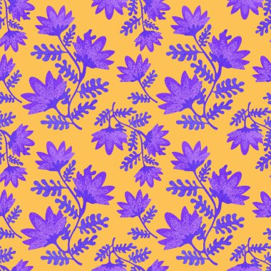 Çiçeksiz çiçek desenleri kumaşlar ve çarşaflar ve ambalaj kağıtları ve çocuk giysileri, tekstil ve sonbahar ambalajları ve bahar aksesuarları. Yüksek kaliteli illüstrasyon