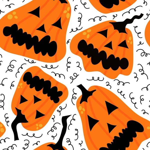 Zucche Del Fumetto Halloween Modello Raccolta Autunno Senza Soluzione Continuità — Foto Stock