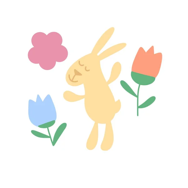 卡通动物设置兔子包装纸和织物 亚麻布和儿童服装印花和节日包装 高质量的例证 — 图库照片