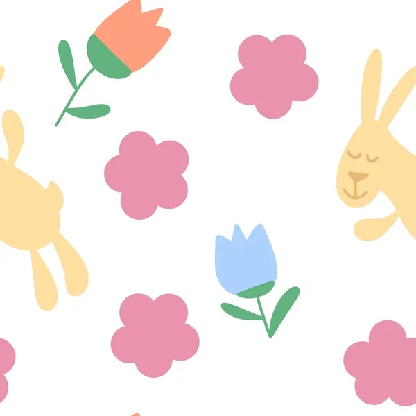 Cartoon Animals Seamless Rabbit Bunnies Pattern Wrapping Paper Fabrics Linens — Stockfoto