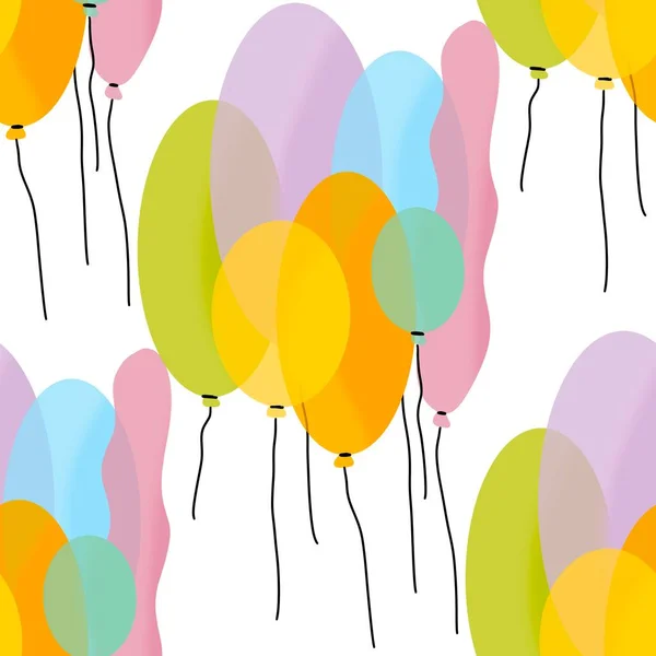 Balões Festivos Aquarela Padrão Desenhos Animados Aniversário Sem Costura Para — Fotografia de Stock