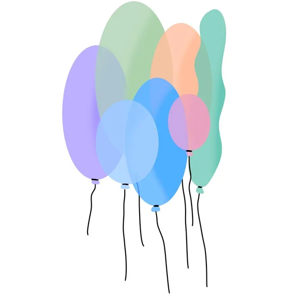Balões Festivos Aquarela Definir Desenhos Animados Aniversário Para Papel Embrulho — Fotografia de Stock