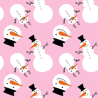 Noel kardan adam kardan adam kusursuz buz, şapka ve havuç desenli ambalaj kâğıdı, kumaş ve çocuk giysileri baskısı, şenlikli ambalajlar ve yeni yıl aksesuarları. Yüksek kaliteli illüstrasyon