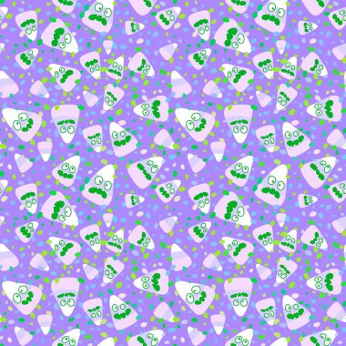 Cadılar Bayramı çizgi filmi şekersiz şeker canavar desenli ambalaj kağıdı, kumaş ve çocuk giysileri baskısı ve sonbahar aksesuarları ve şenlikli ambalajlar. Yüksek kaliteli illüstrasyon