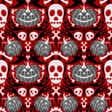 Sonbahar sebze hasadı kusursuz Cadılar Bayramı balkabağı deseni ambalaj kağıdı, kumaş ve çocuk giysileri baskısı ve mutfak ve bayram ambalajı ve moda tekstili. Yüksek kaliteli illüstrasyon