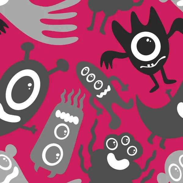 Halloween Cartoon Monster Nahtlose Aliens Muster Zum Einwickeln Von Papier — Stockfoto