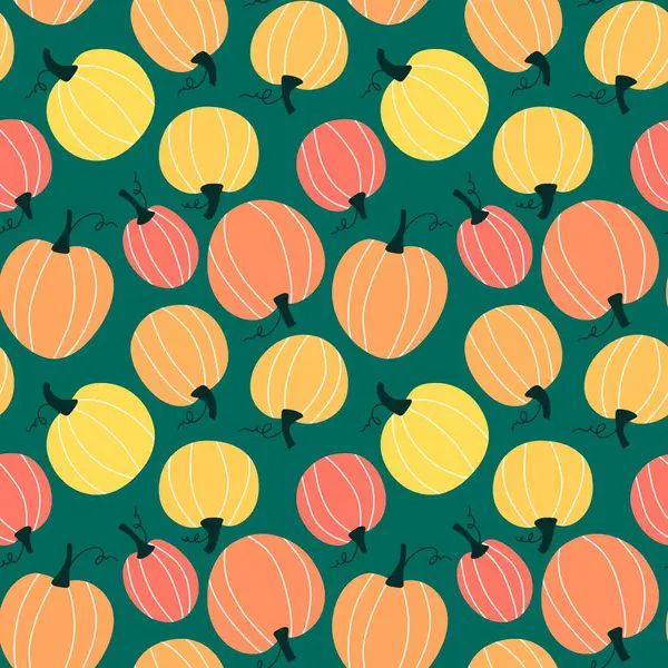 Autumn Vegetable Harvest Seamless Halloween Pumpkins Pattern Wrapping Paper Fabrics — Stock Photo, Image
