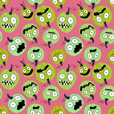 Sonbahar sebze hasadı kusursuz Cadılar Bayramı balkabağı deseni ambalaj kağıdı, kumaş ve çocuk giysileri baskısı ve mutfak ve bayram ambalajı ve moda tekstili. Yüksek kaliteli illüstrasyon